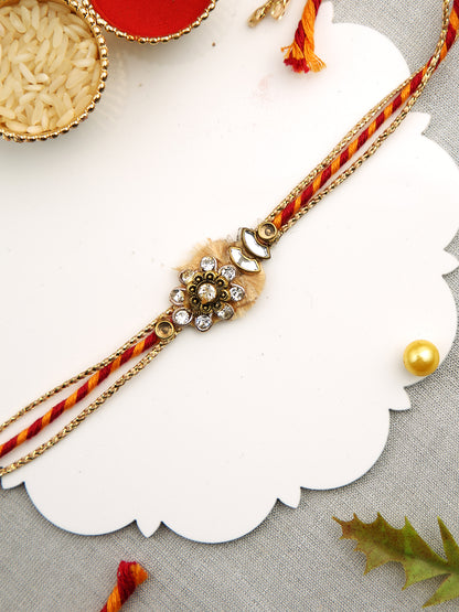 Floral Stone Work Multistrand Single Rakhi