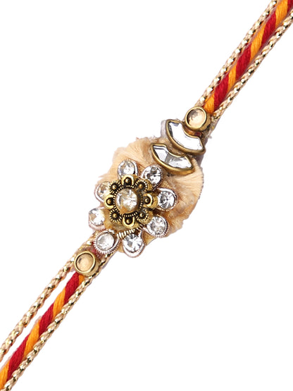 Floral Stone Work Multistrand Single Rakhi