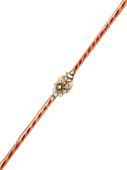 Floral Stone Work Multistrand Single Rakhi