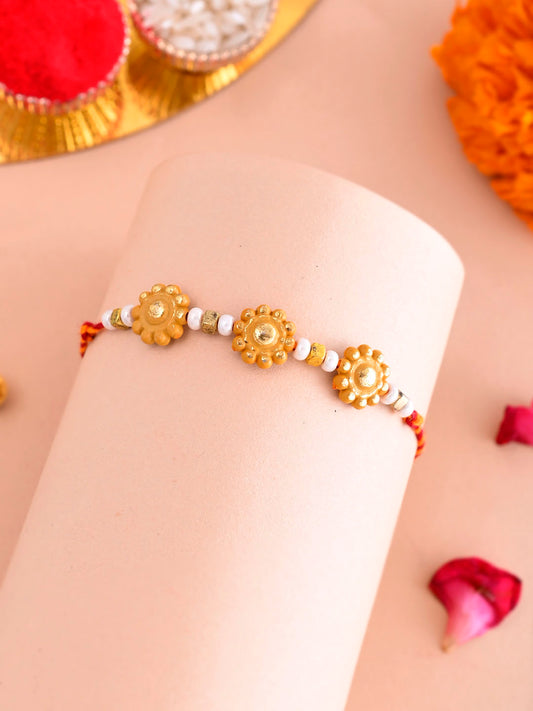 Yellow Flowers Thread Rakhi