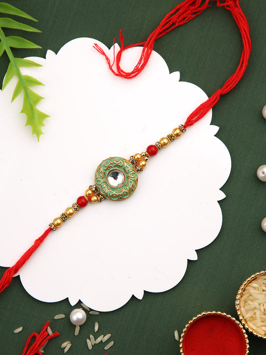 Green Textured Handcrafted Rakhi