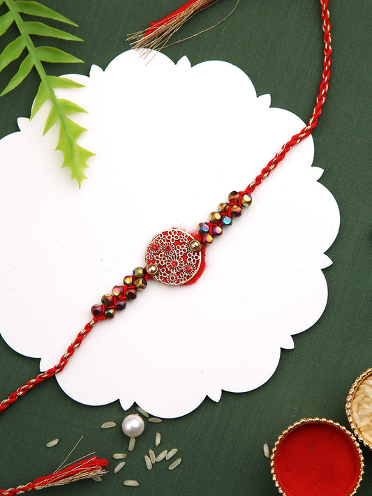 Silver Toned Designer Rakhi