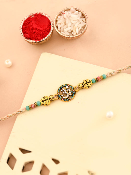 Divine Om Multistones Work Twisted Rakhi
