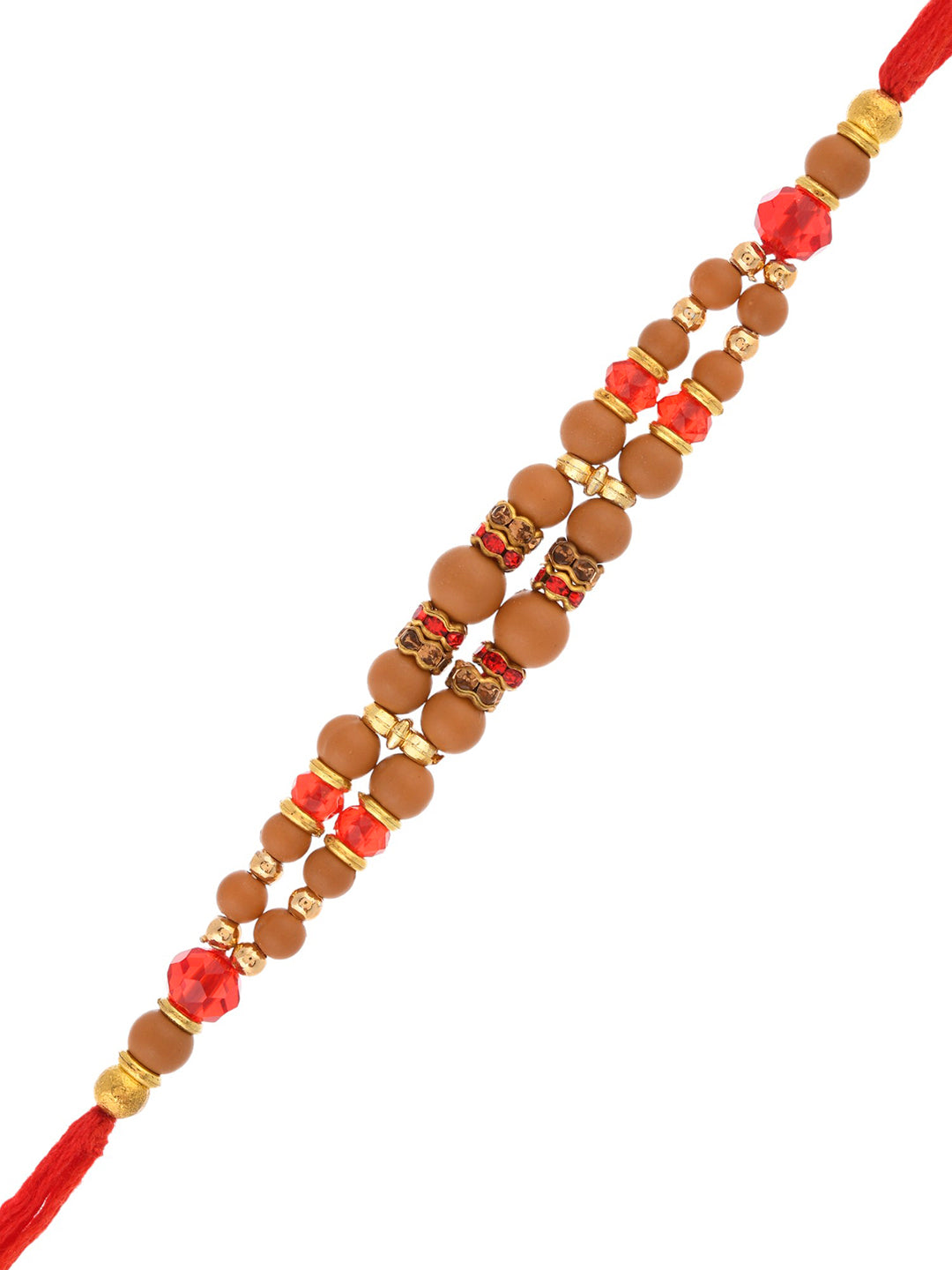 Wooden Beaded Rakhi with Golden Rings