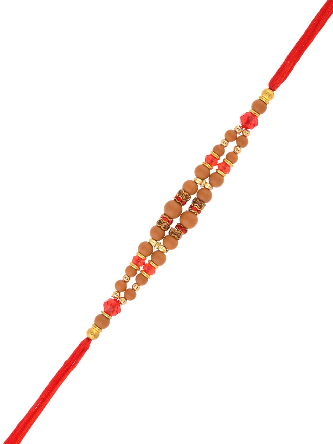 Wooden Beaded Rakhi with Golden Rings