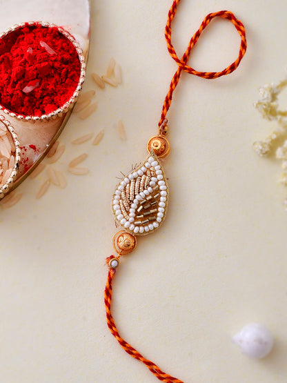 Pearl Embellished Elegant Handcrafted Rakhi