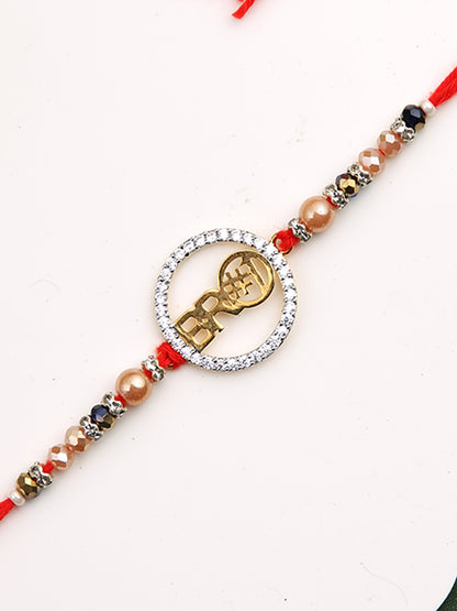 Beaded & Metal Cutout BRO Rakhi