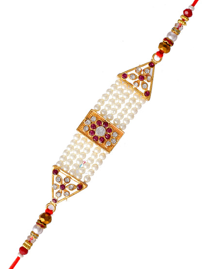 Pearl & Swaroswki Patterned Elegant Bhaiya Rakhi