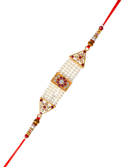 Pearl & Swaroswki Patterned Elegant Bhaiya Rakhi