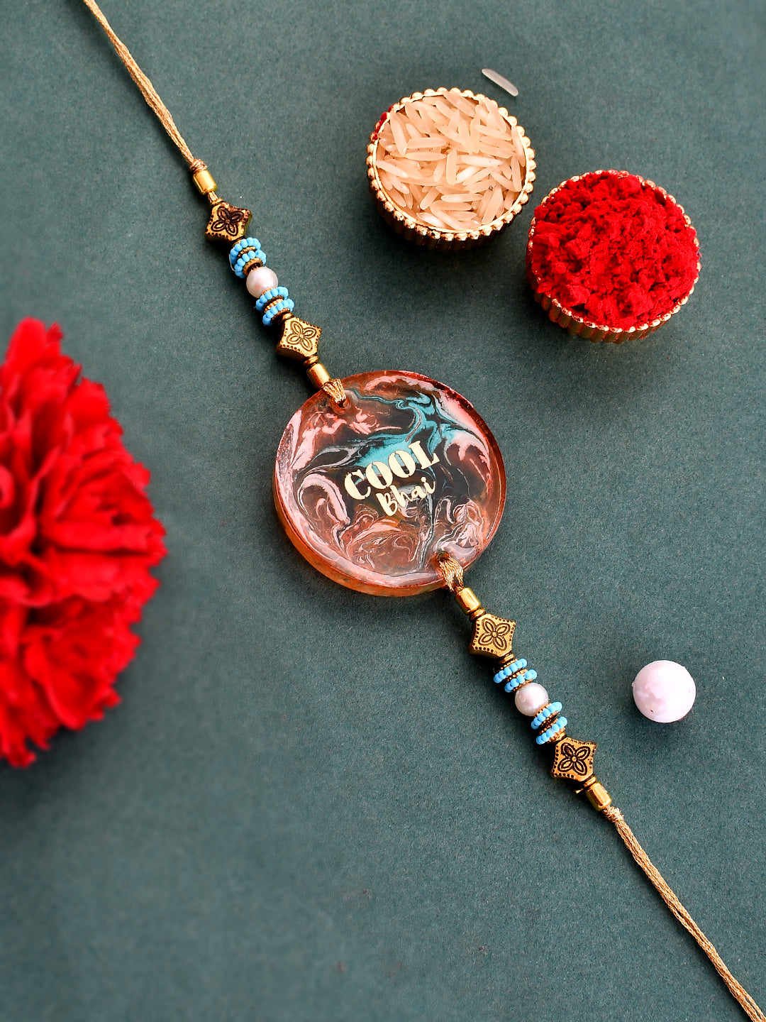Handcrafted 'COOL BHAI' Resin Bhaiya Rakhi