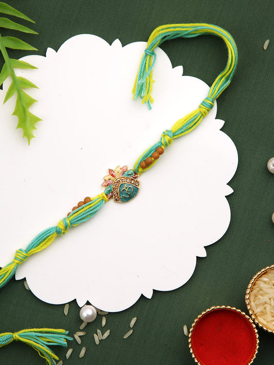 Colourful Ceramic Enamled & Beaded OM Divine Rakhi