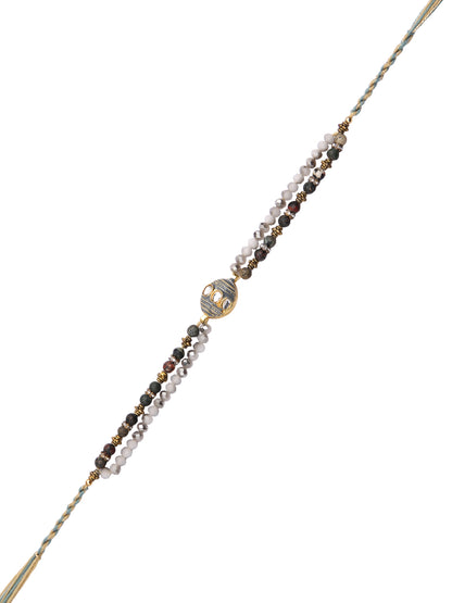 Beads & Crystal Crafted Blue Celestial Rakhi