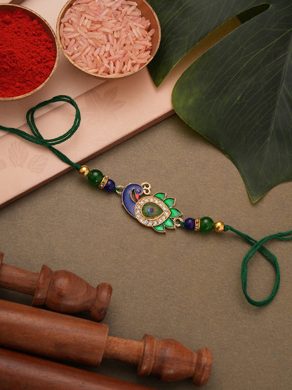 Premium Green Rakhi with Dry Fruits-Kaju & Pista - Raksha Bandhan Gift Set for Brother