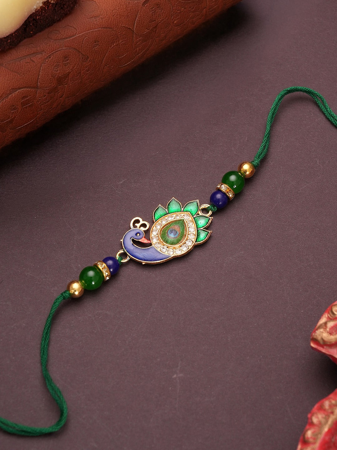 Premium Green Rakhi with Dry Fruits-Kaju & Badam - Raksha Bandhan Gift Set for Brother