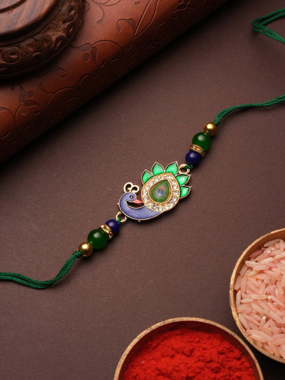 Premium Green Rakhi with Dry Fruits- Pista & Badam - Raksha Bandhan Gift Set for Brother