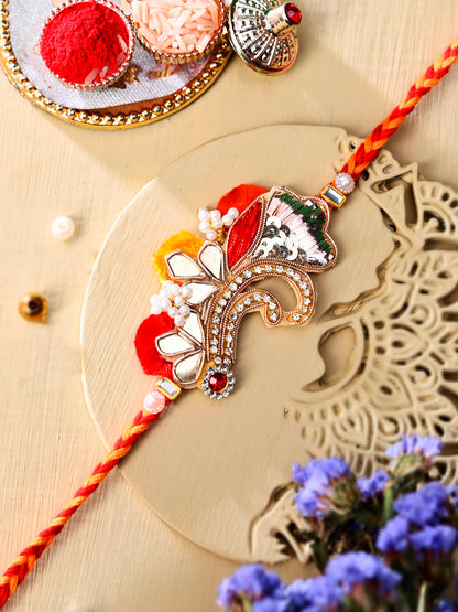 Beautiful Thread & Stone Work Rakhi