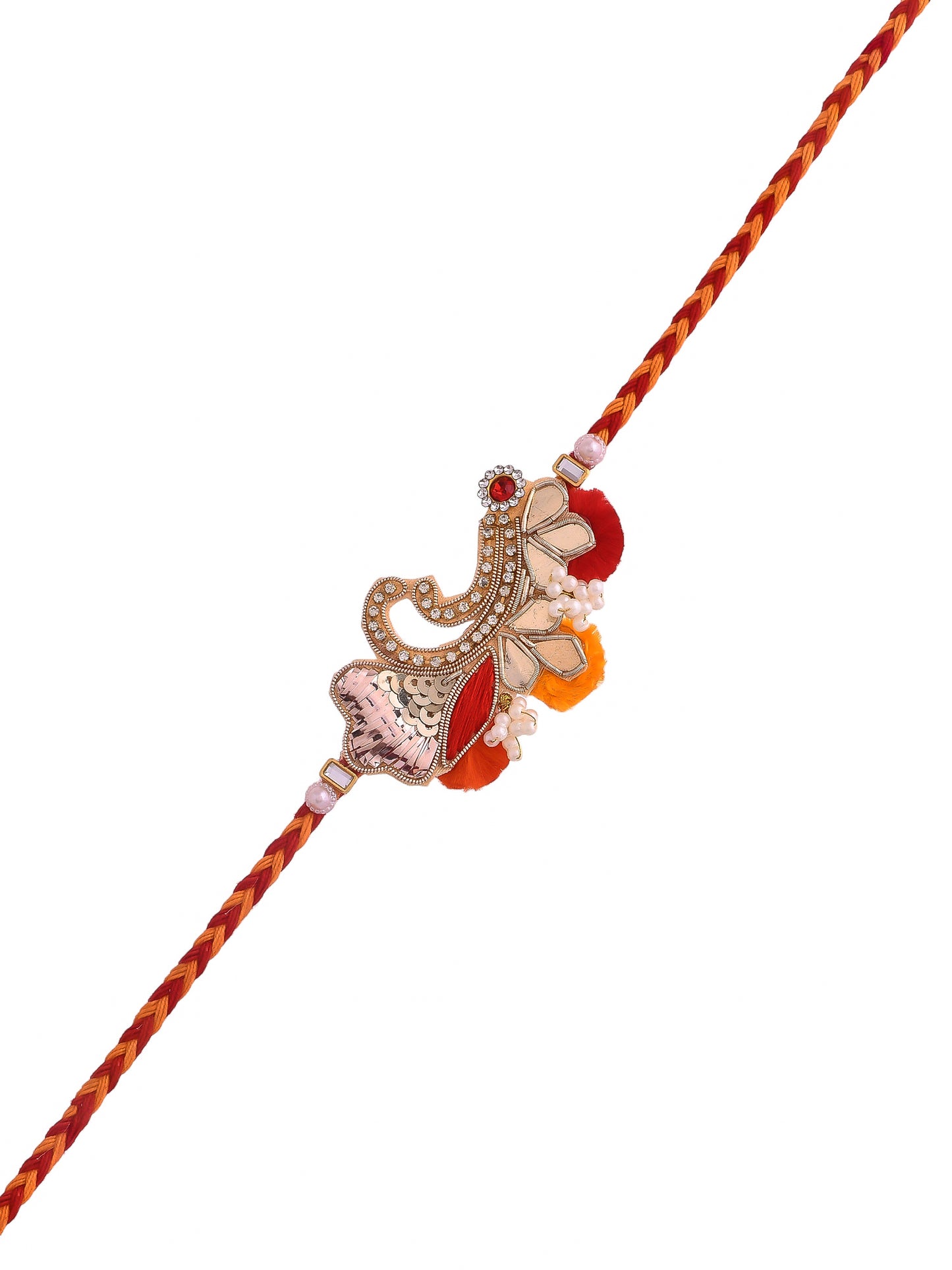 Beautiful Thread & Stone Work Rakhi