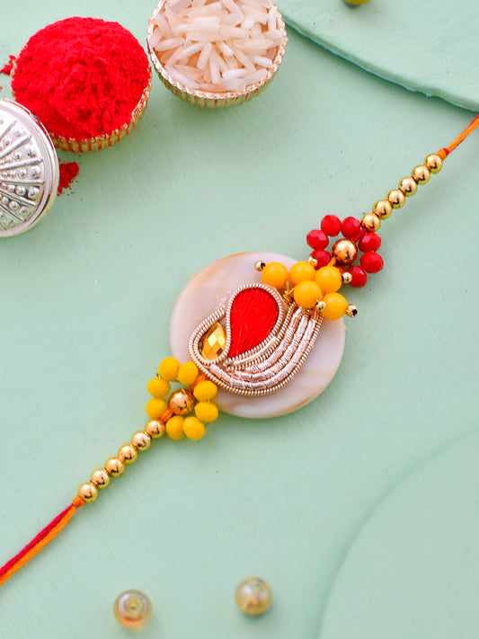 Exquisite Thread Work Rakhi with Beads