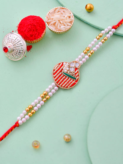 Exquisite Thread Work Rakhi with Beautiful Beads