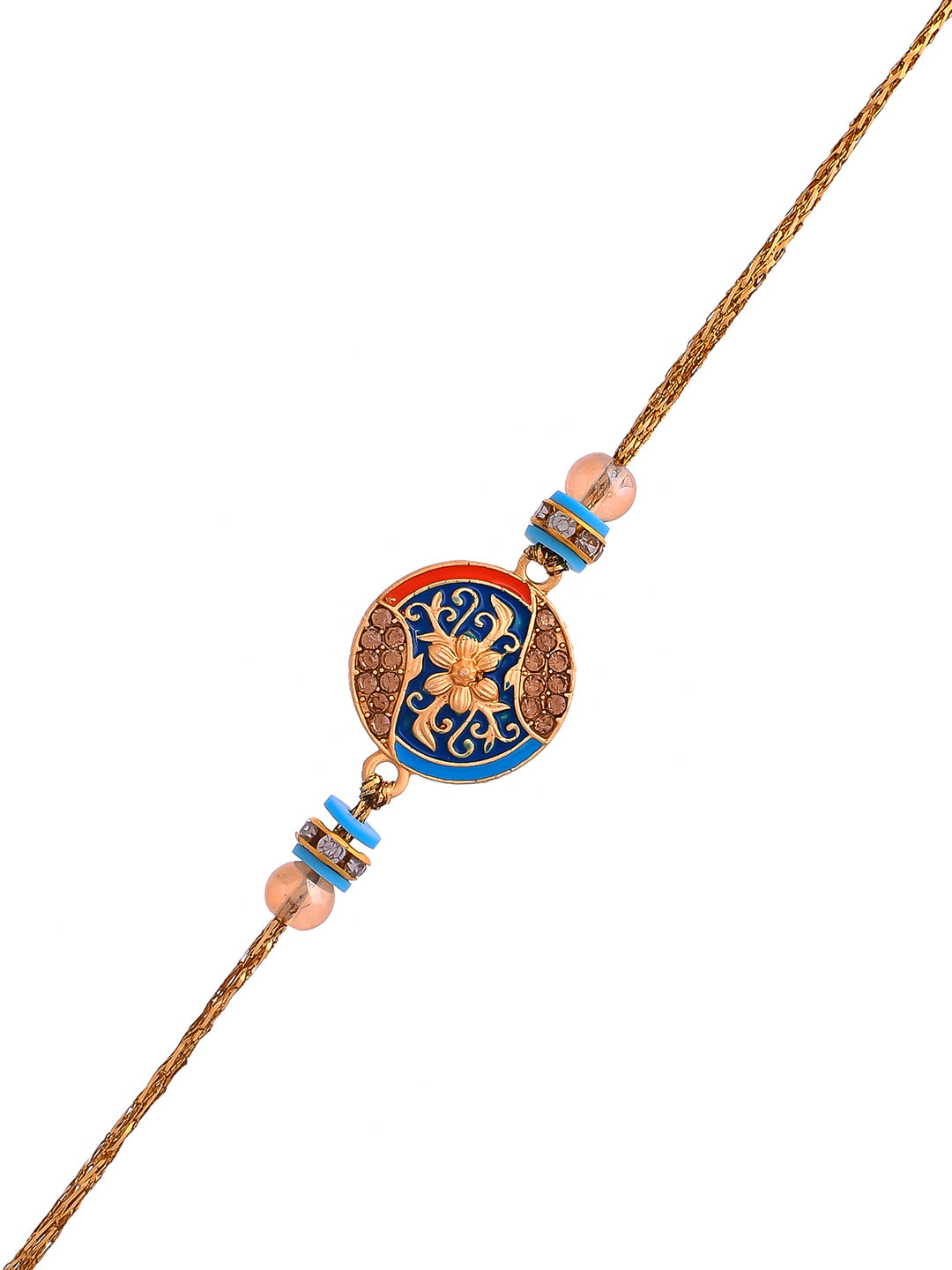 Elegant Enameled & Embellished Royal Blue Rakhi