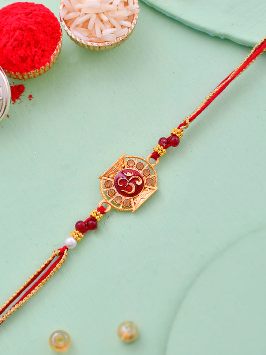 Om Designed Simple Stone Rakhi