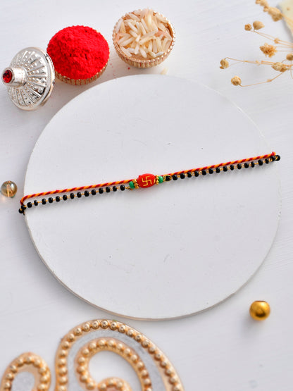 Protective Sattvik Nazarbattu Rakhi with Black Beads