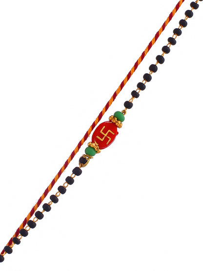 Protective Sattvik Nazarbattu Rakhi with Black Beads