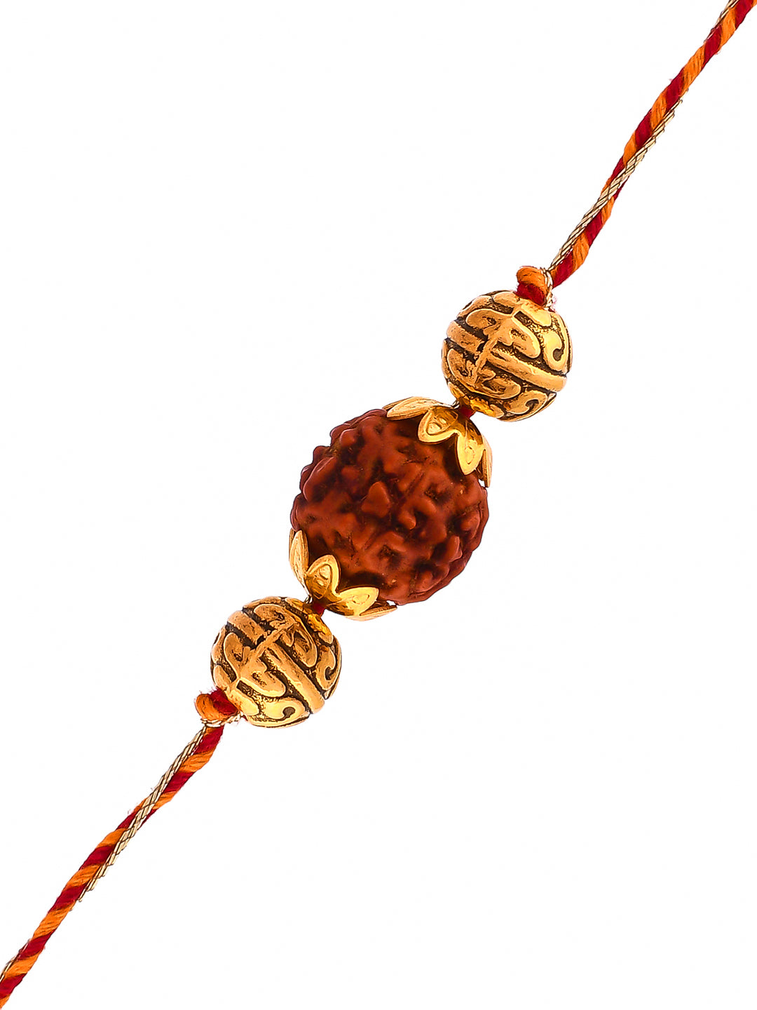 Holy Rudraksh & Metal Beads Braided Beautiful Moli Rakhi