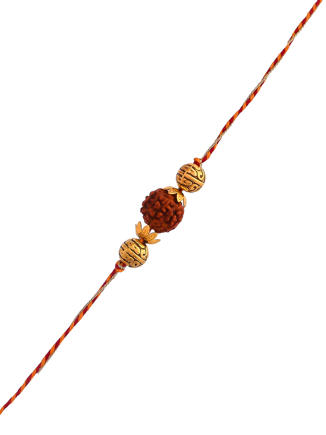 Holy Rudraksh & Metal Beads Braided Beautiful Moli Rakhi