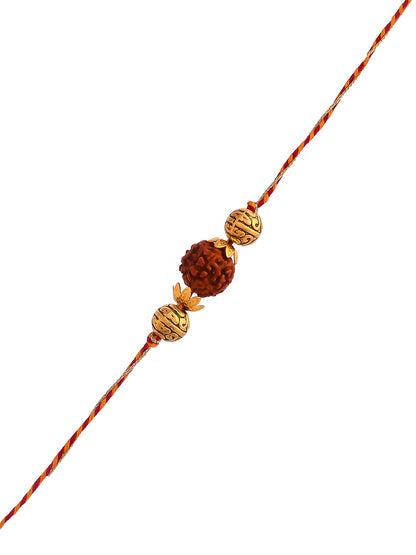 Holy Rudraksh & Metal Beads Braided Beautiful Moli Rakhi