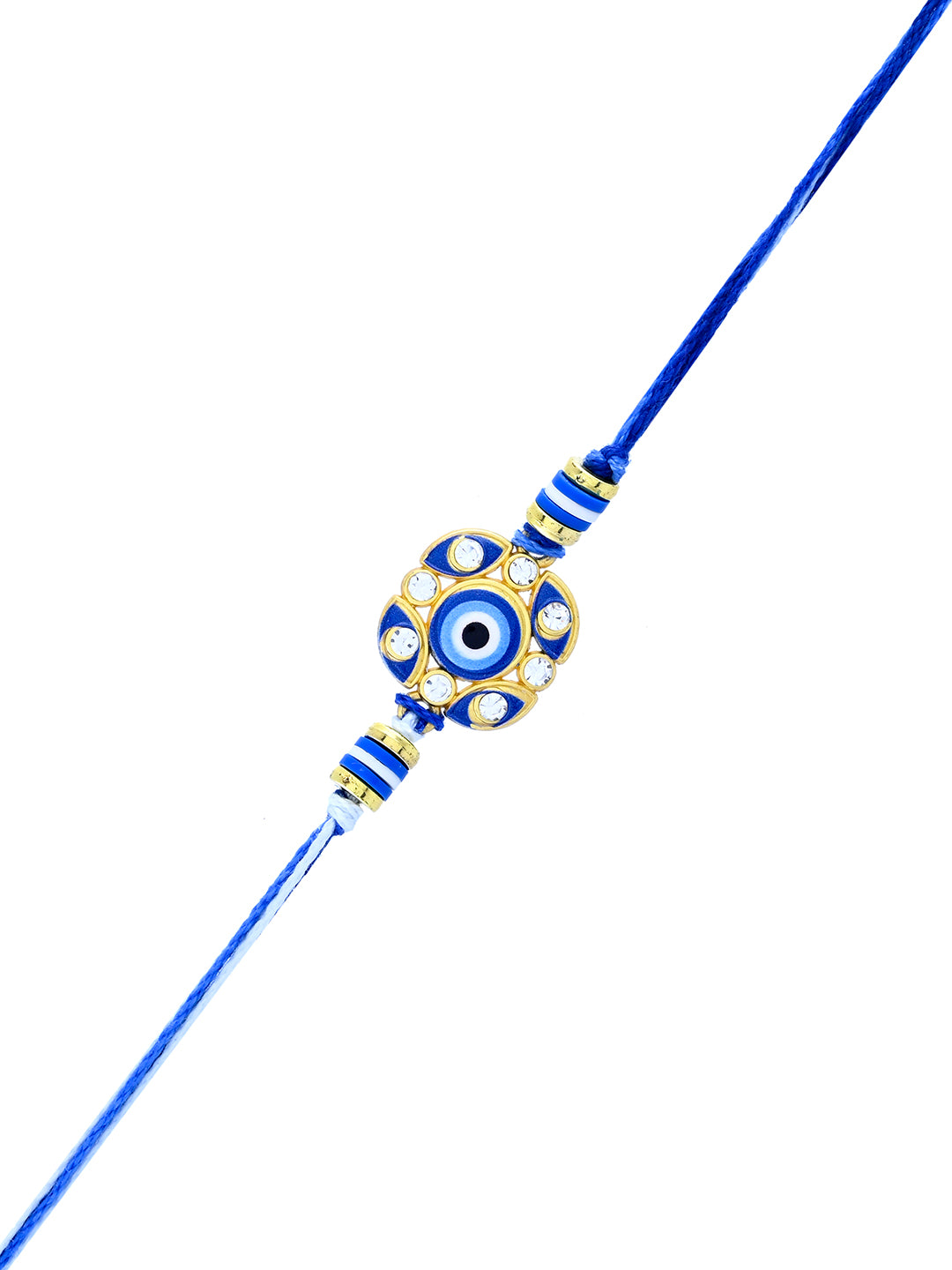 Evil Eye Blue Rakhi for Brother with Kundan and Beads