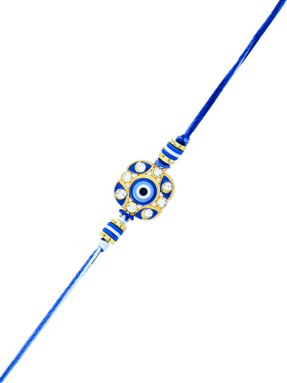 Evil Eye Blue Rakhi for Brother with Kundan and Beads