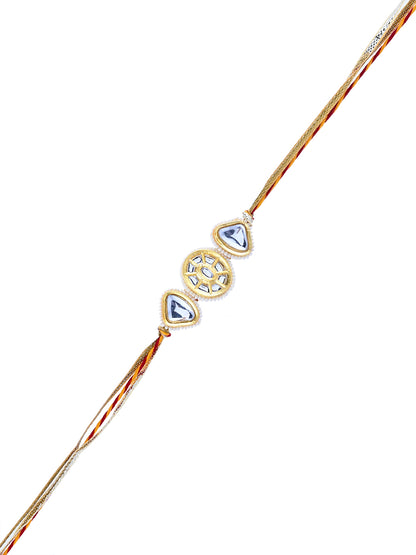 Kundan Rakhi with Tear Drop Stones and Ethnic Finish