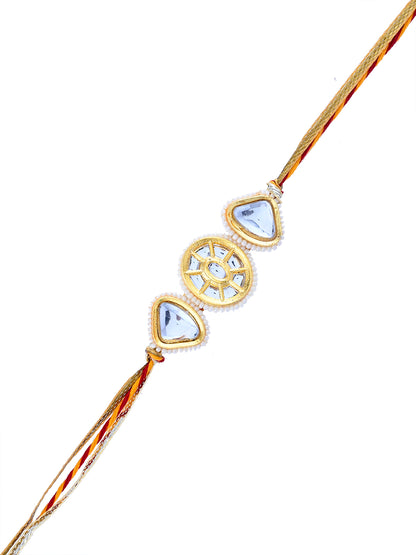 Kundan Rakhi with Tear Drop Stones and Ethnic Finish