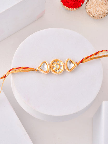 Kundan Rakhi with Tear Drop Stones and Ethnic Finish