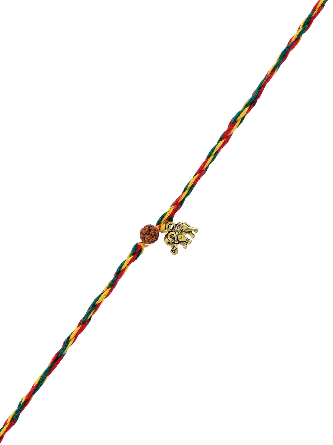 Rudraksha Elephant Rakhi with Multicolor Braided Thread