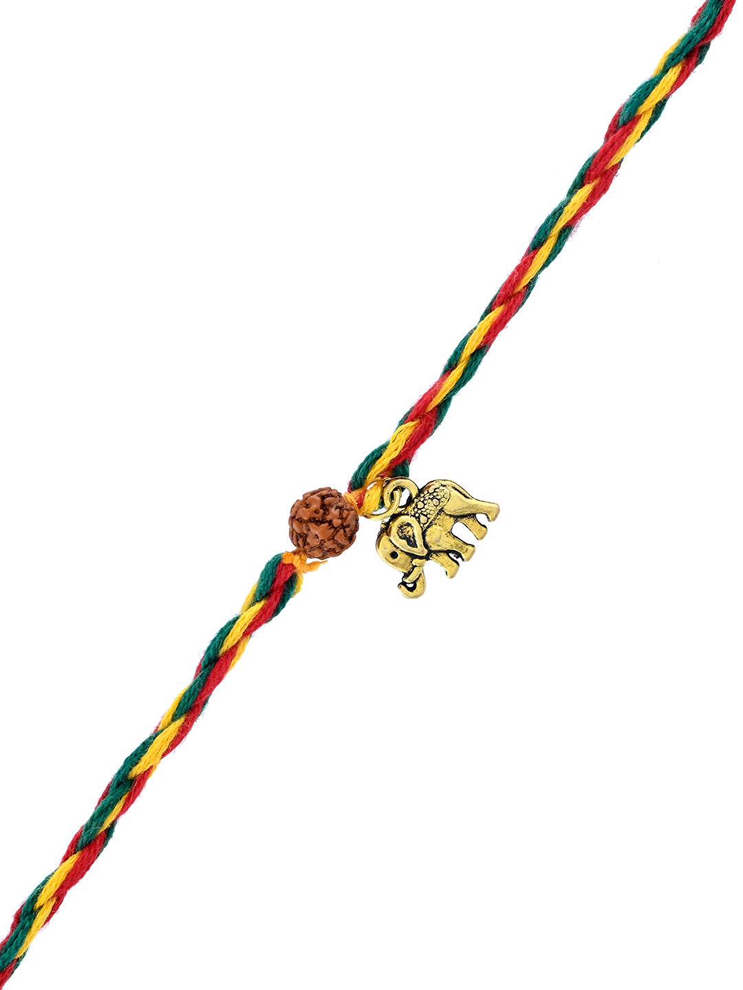 Rudraksha Elephant Rakhi with Multicolor Braided Thread