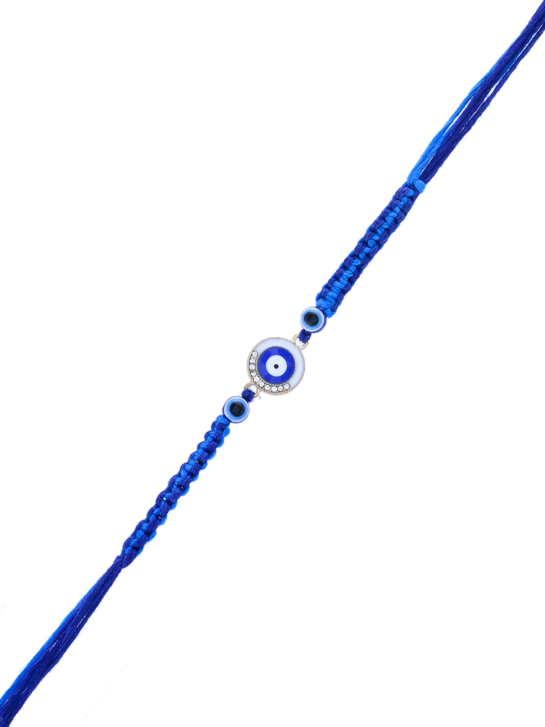 Royal Blue Evil Eye Rakhi with Beaded Charm for Positive Vibes