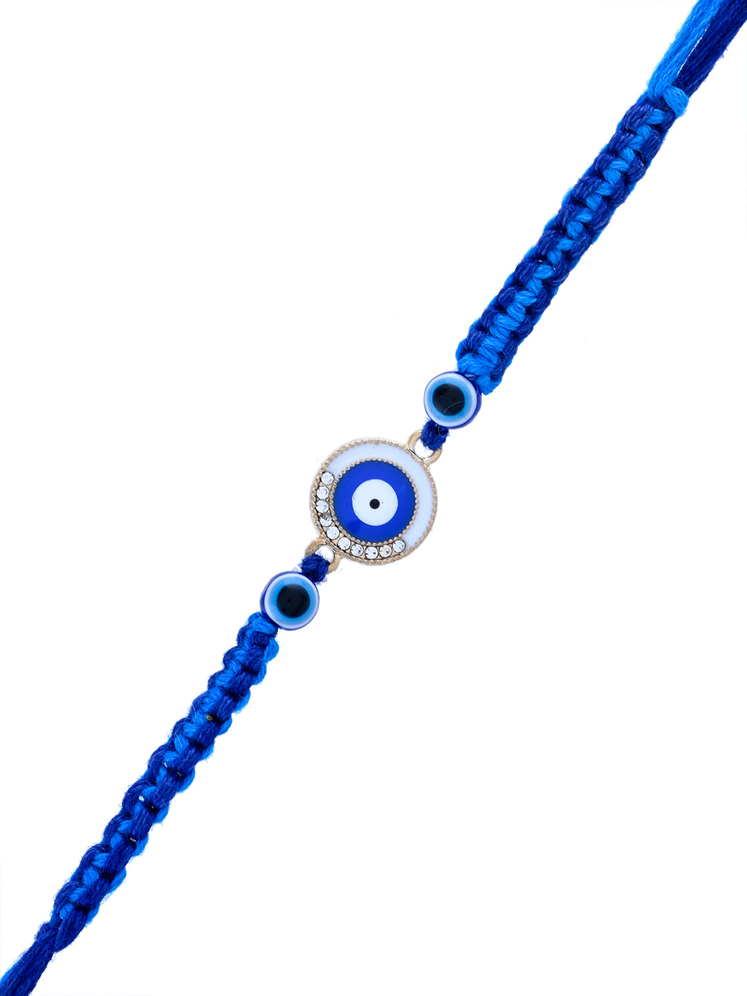 Royal Blue Evil Eye Rakhi with Beaded Charm for Positive Vibes
