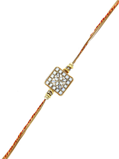Heritage Kundan Rakhi with Intricate Mirror Inlay and Gold Accents