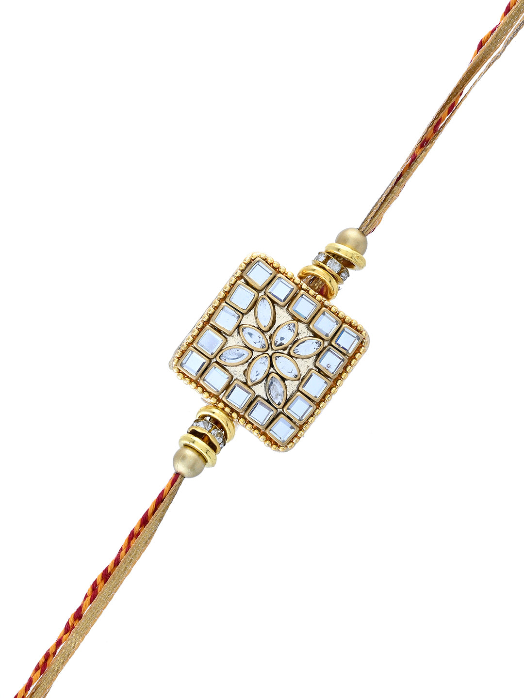 Heritage Kundan Rakhi with Intricate Mirror Inlay and Gold Accents