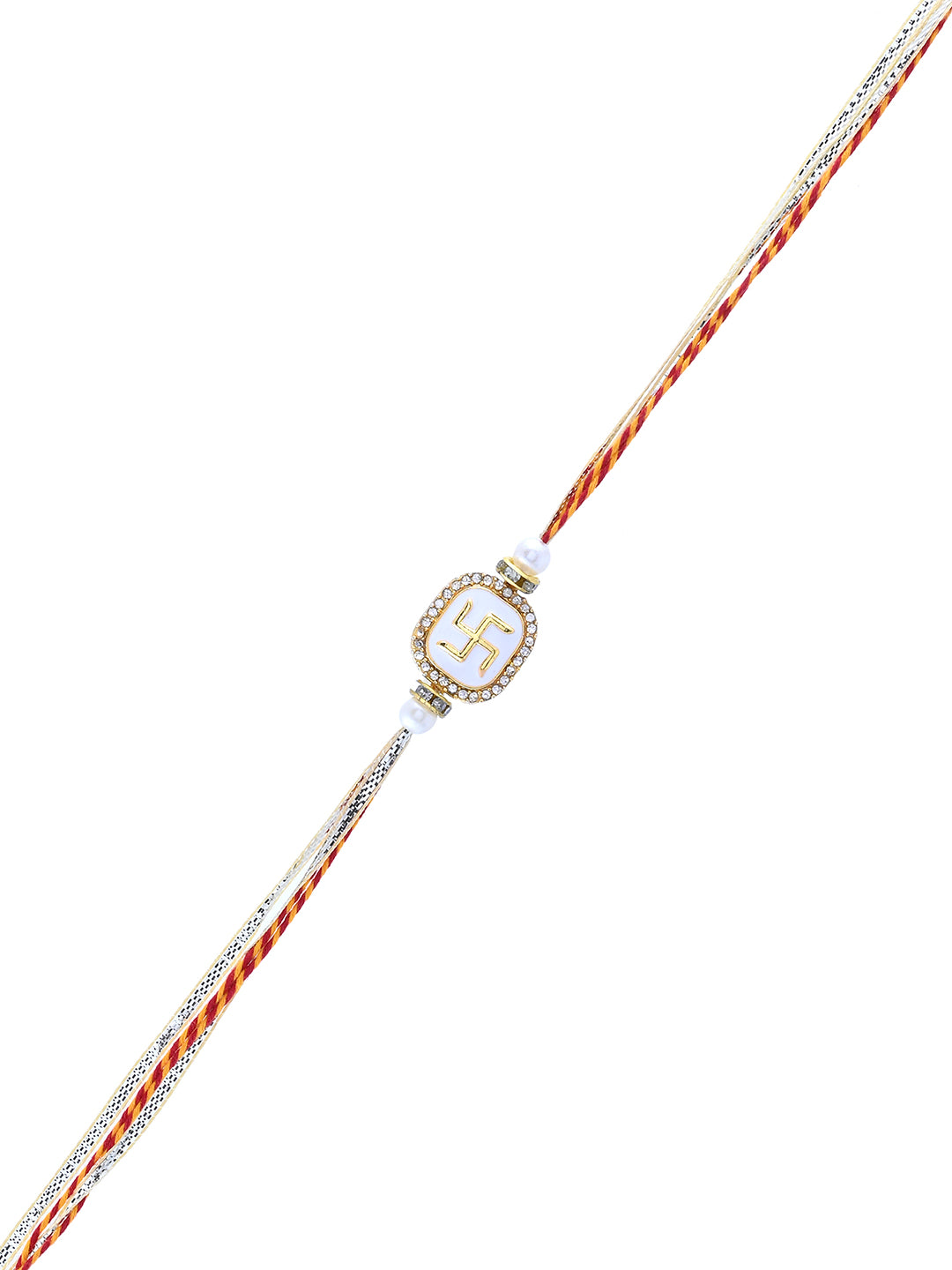 Divine Swastik Rakhi with Pearl Finish and Sacred Vibes