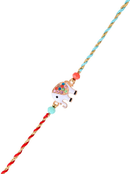 Playful Elephant Rakhi for Kids with Multicolor Threads and Charm