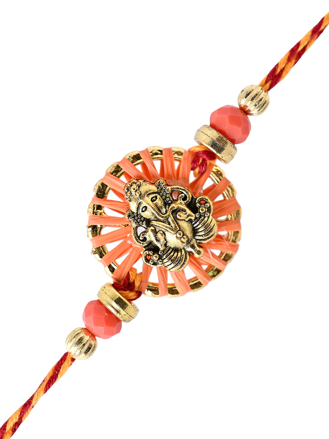 Auspicious Vinayak Rakhi with Circular Charm and Festive Detailing