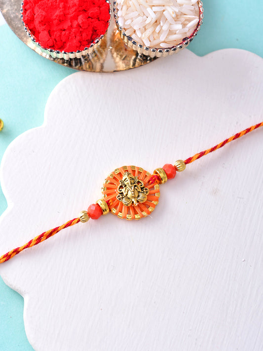 Auspicious Vinayak Rakhi with Circular Charm and Festive Detailing