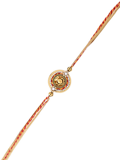 Divine Vighnaharta Rakhi with Circular Stone Frame