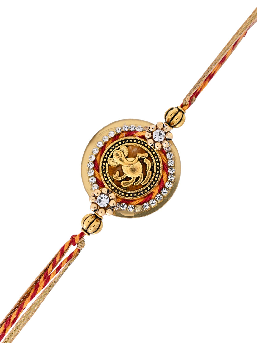Divine Vighnaharta Rakhi with Circular Stone Frame
