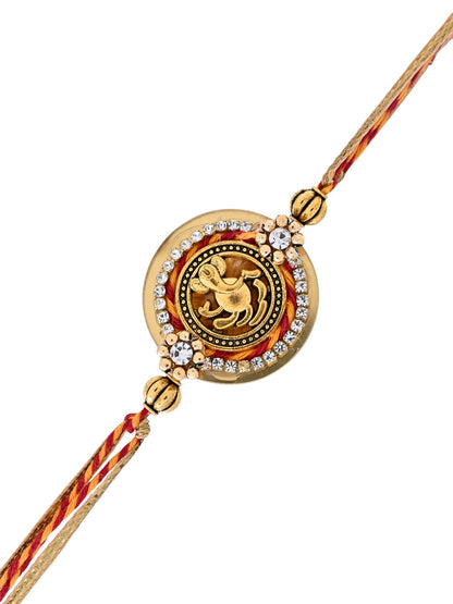 Divine Vighnaharta Rakhi with Circular Stone Frame