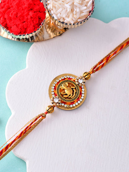 Divine Vighnaharta Rakhi with Circular Stone Frame