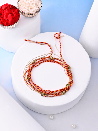 Vintage Floral Bead Mauli Rakhi